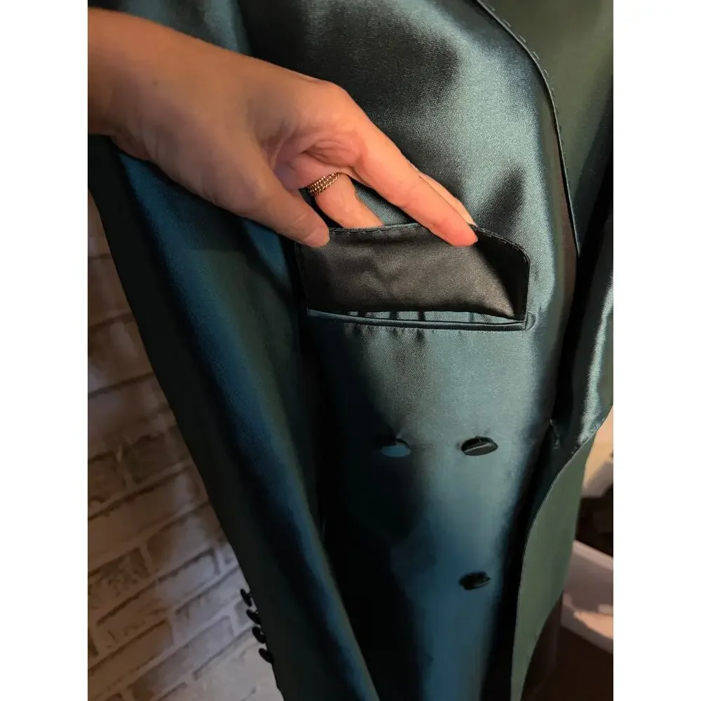 Dolce & Gabbana Cyan Green Mikado Silk Double-breasted Blazer IT 38 Oversized